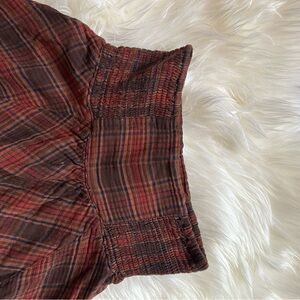 Natural Life Red and Brown Plaid Skirt